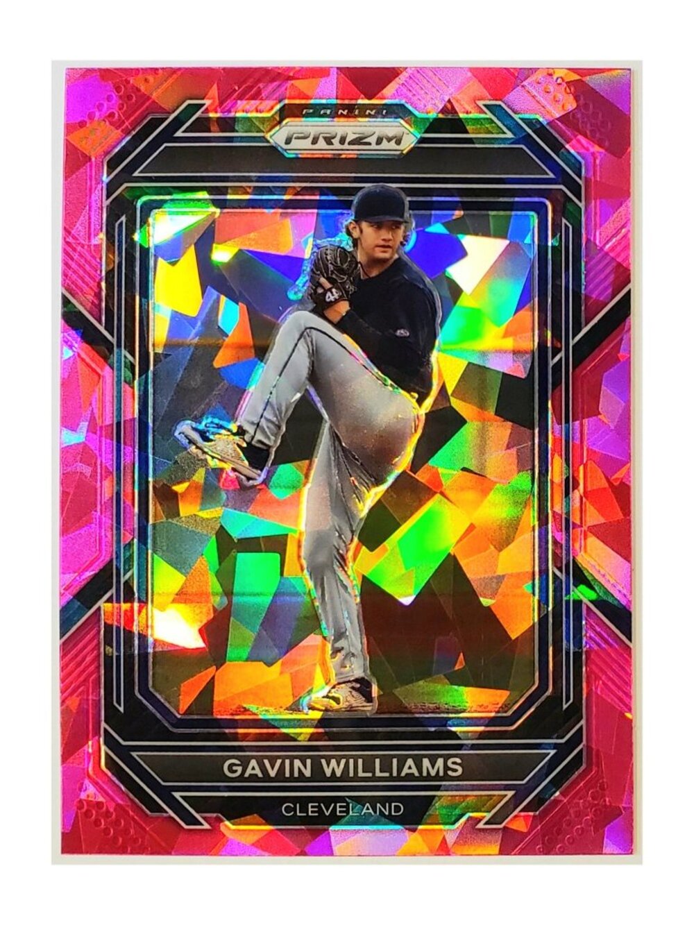 GAVIN WILLIAMS ROOKIE PINK ICE HOLO 2023 PANINI PRIZM #95, CLEVELAND